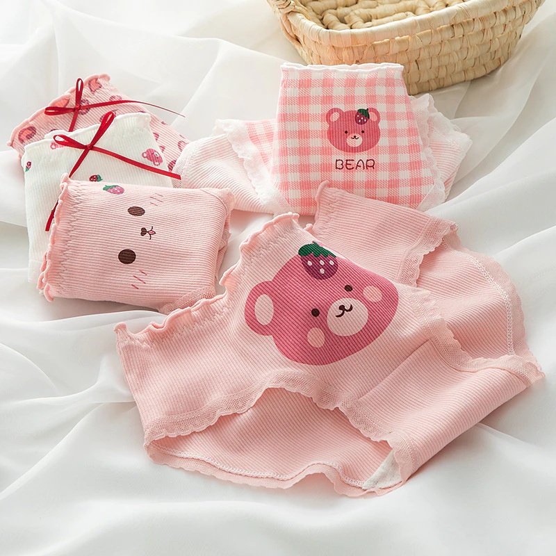 ❤ MIMI ❤  CD imut fashion Undies Celana Dalam Wanita Corak  Bear Strawberry high quality katun import