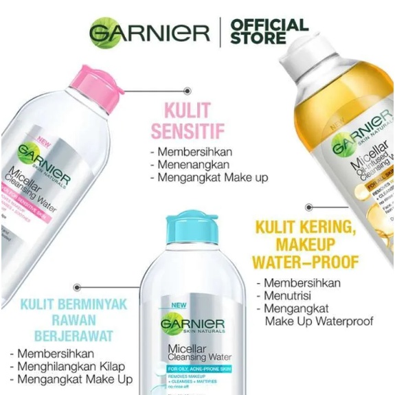 GARNIER Micellar Cleansing Water 400 ML / 125 ML / Pembersih Pink Blue Vit C Rose