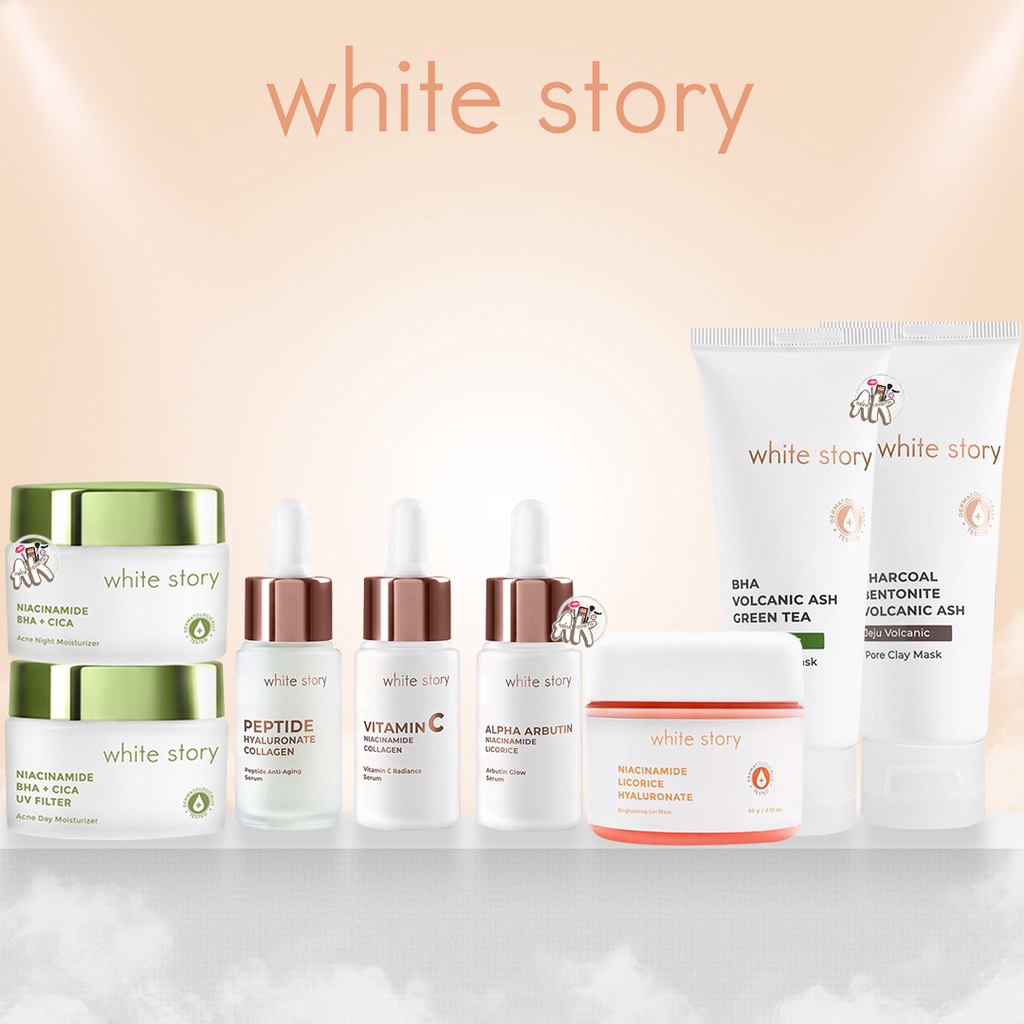 WHITE STORY SKINCARE SERIES ( ACNE DAY &amp; NIGHT MOIST / JEJU BRIGHT GEL MASK / JEJU CLAY MASK ACNE &amp; PORE / FACE SERUM 20ML )