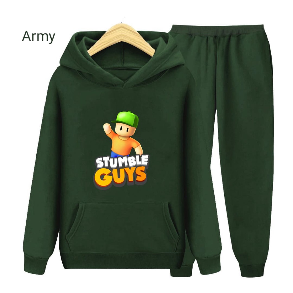 Hzl_outfit Setelan Sweater Anak Hello Stumble/ Setelan Hoodie Anak Anak S.M.XL