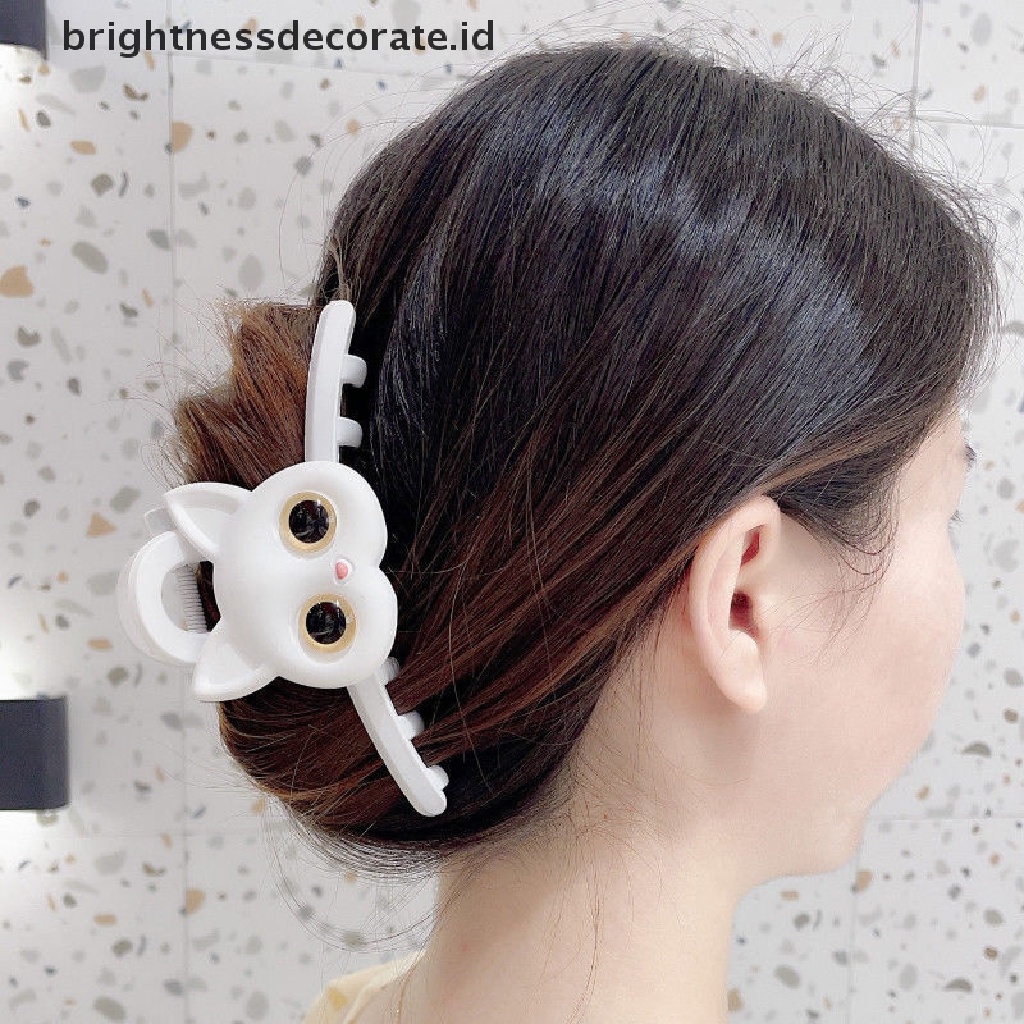 [Birth] New Cute Cat Acrylic Hair Claw Elegan Rambut Mandi Klip Ponytail Klip Hiasan Kepala [ID]