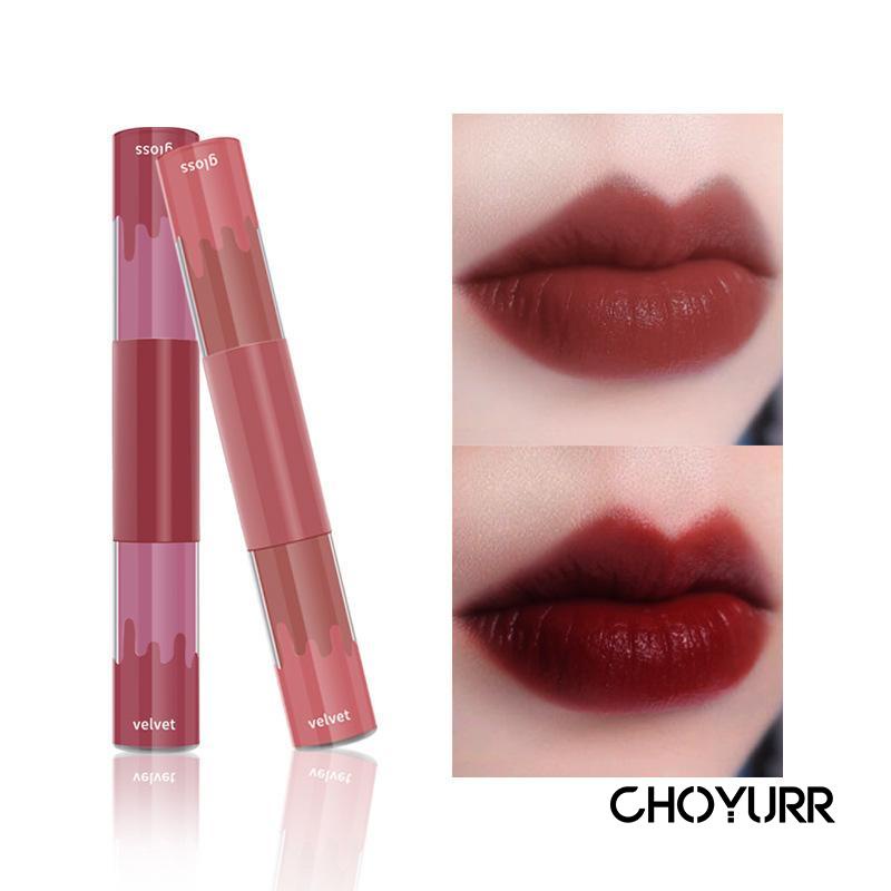 【COD】2 In 1 Lipstick Dual-ended Liquid Matte Double Sense Lipstick Matte Velvet Tint Lightweight High Pigment Lasting Lipstick Kecantikan -CH