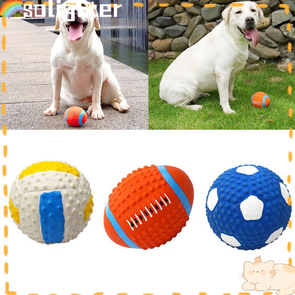 Solighter Dog Chew Toys Molar Bite Pembersih Gigi Interaktif Latex Puppy Chew Ball