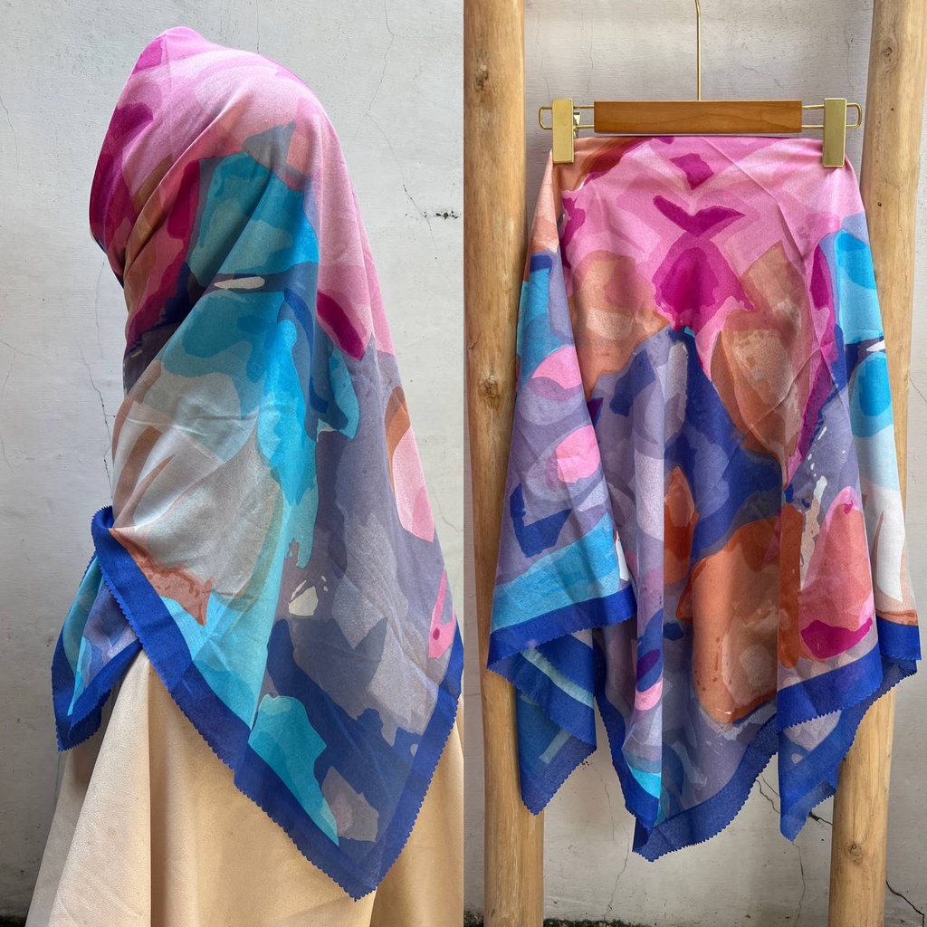 (SADEAN) HIJAB VOAL MOTIF BUNGA SAGE//HIJAB VOAL TERBARU 110X110 CM