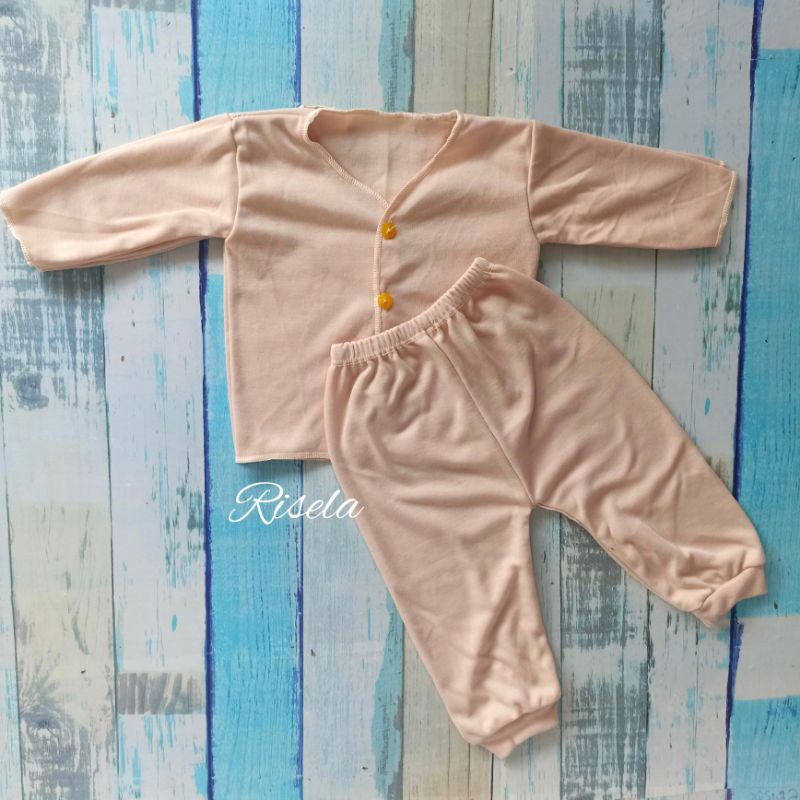 3 Setelan Baju Bayi + Celana Bayi Newborn Baru Lahir Celana Panjang bayi  Baju Lengan Panjang bayi Kaos Bayi Pakaian Bayi Polos Perlengkapan Bayi 6 Pcs Seri Warna Abu Coklat Cappucino