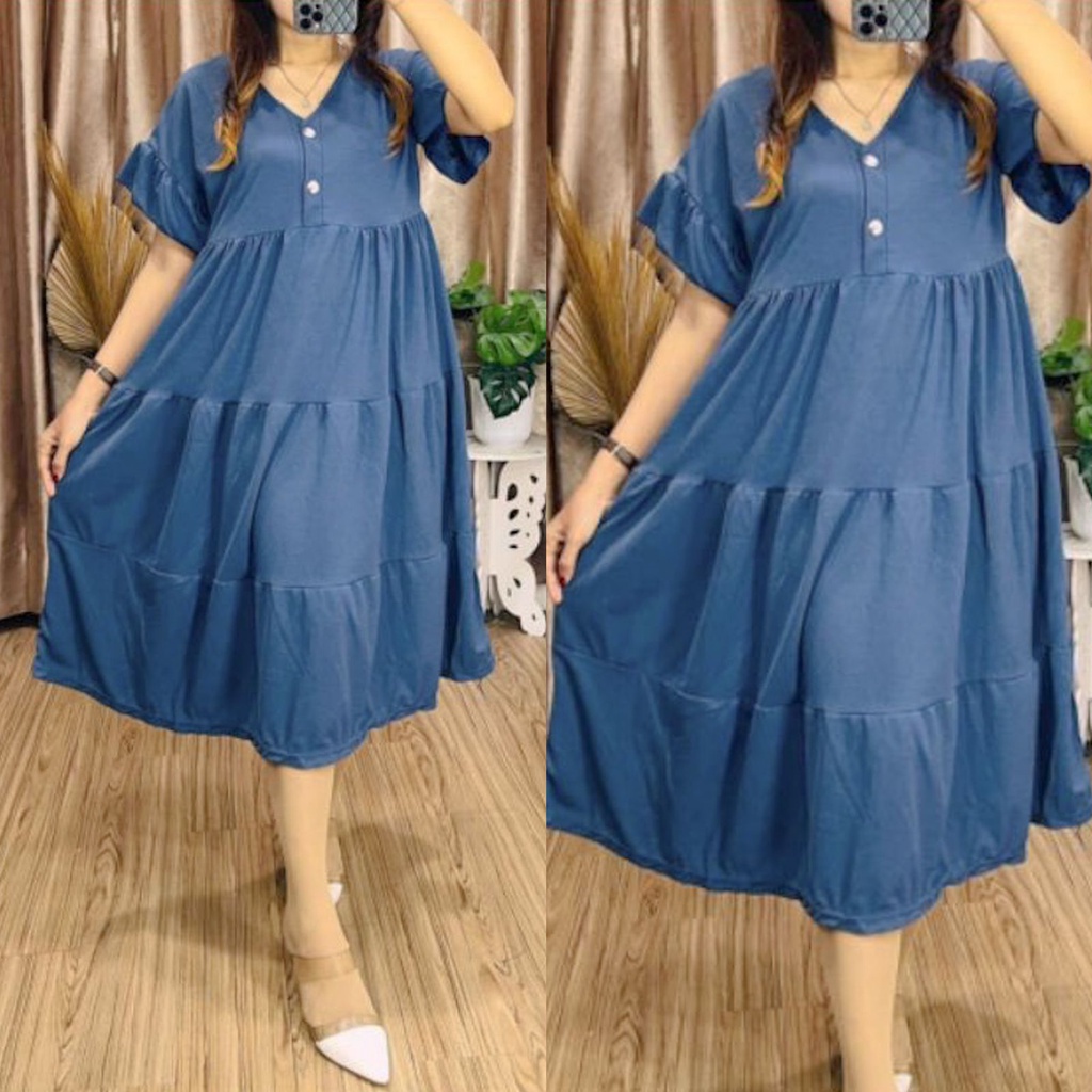 Cindy Daily Dress Susun Lengan Pendek Busui Friendly Crinkle Airflow Premium Daster Ruffle Terbaru Kekinian