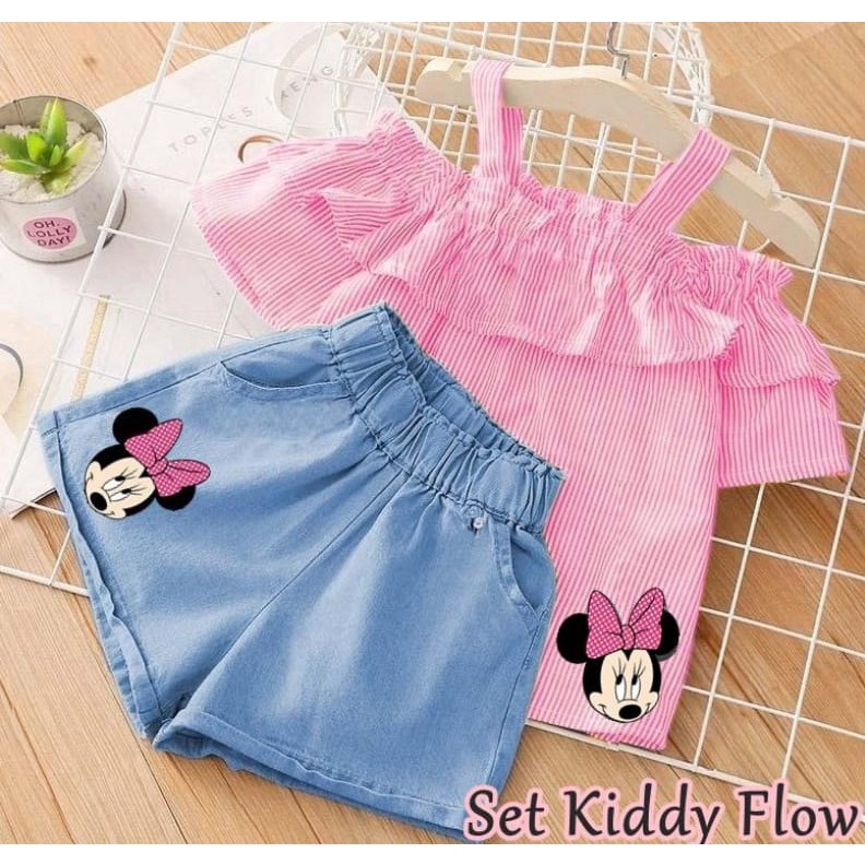 Baju Set Kiddy Kids Baju Anak Perempuan Usia 3-4 Tahun (katun) MS