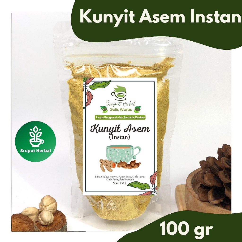 100gr Kunyit Asem Instan Bubuk Jamu Kunir Asam Kualitas Premium JSR Rempah Sruput Herbal [COD]