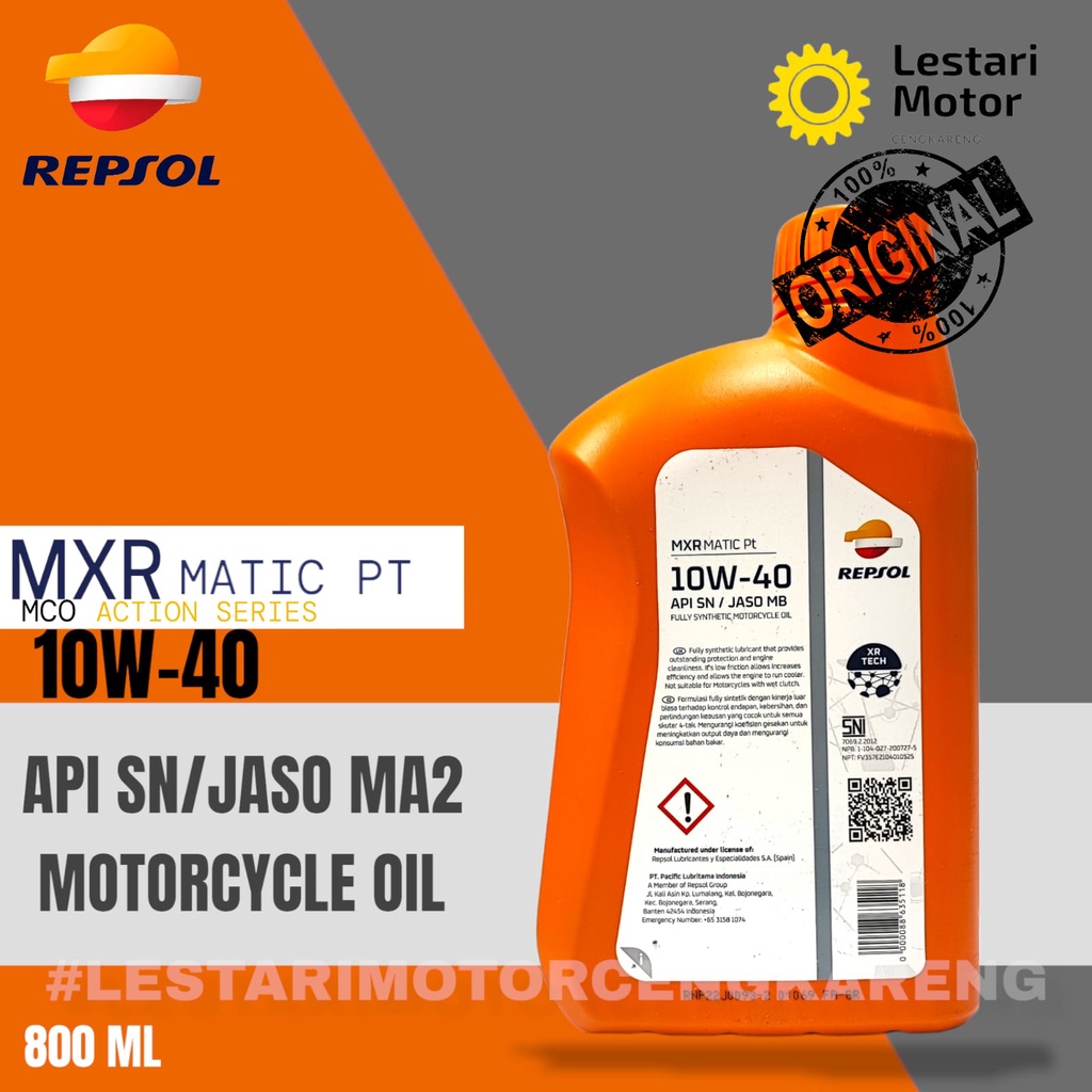 OLI MESIN MOTOR REPSOL MXR MATIC PLATINUM FULL SYNTHETIC 10W-40