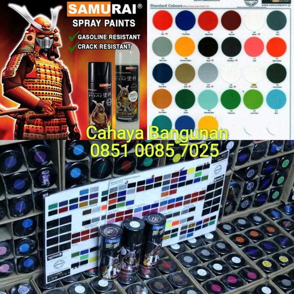 Samurai Paint Pylox Pilox Warna Standar Dasar Flat Metalic Black White Clear Silver Signal Red Orang