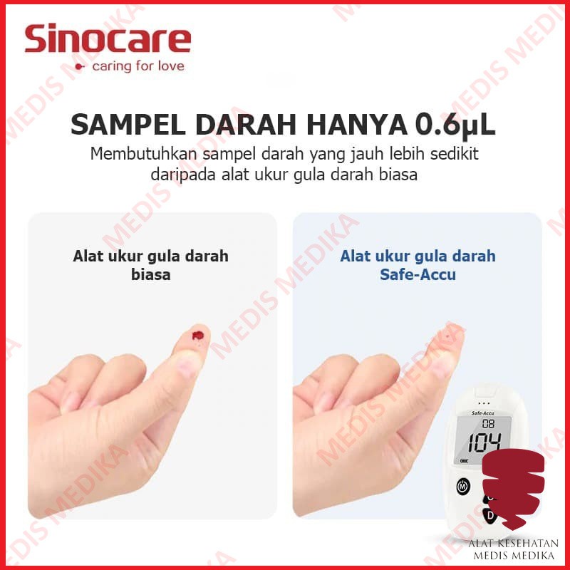 Sinocare Safe-Accu Alat Cek Gula Darah Test Uji Glucose Safe Accu
