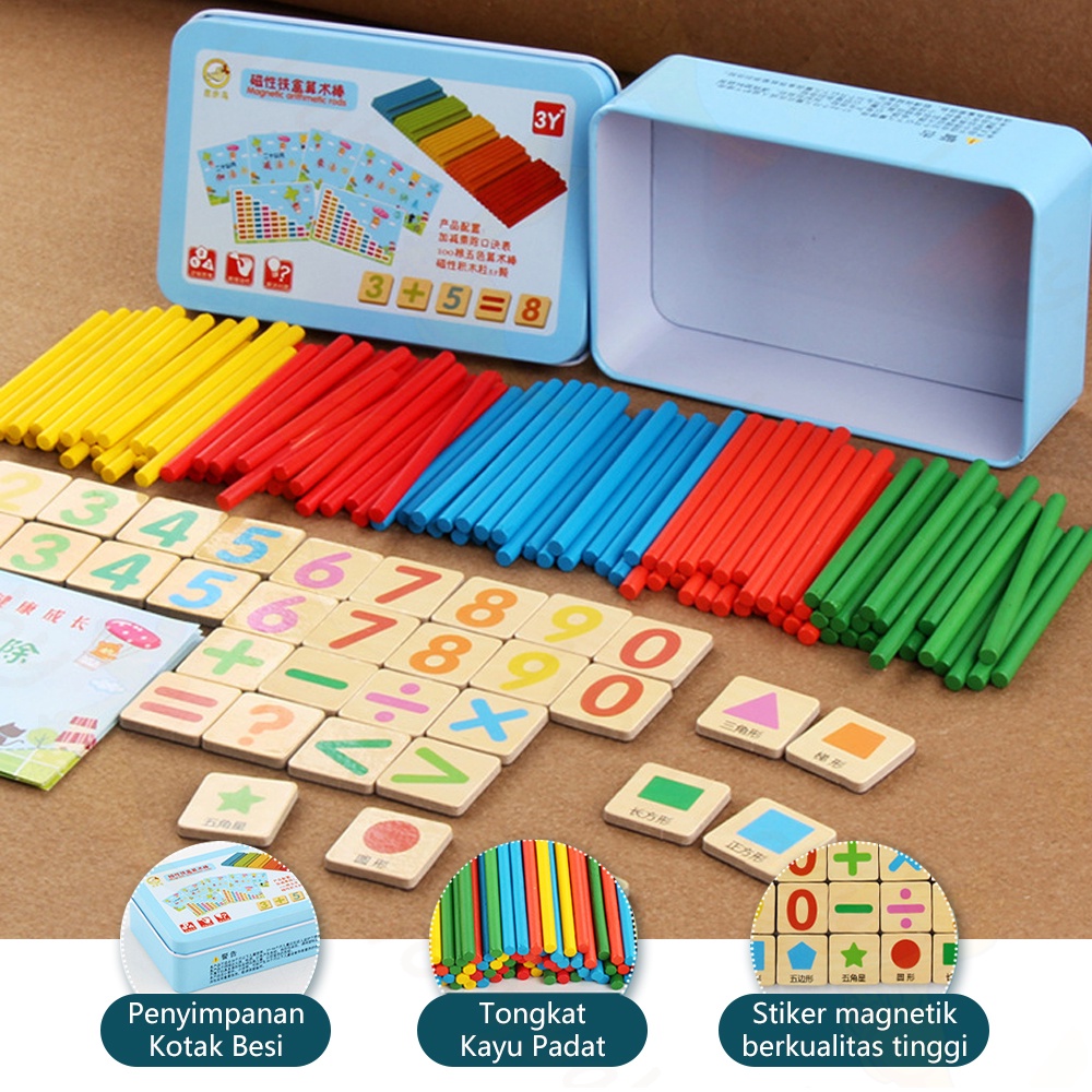 Ivorybaby Mainan edukasi puzzle magnet belajar berhitung Intelligence stick berhitung matematika