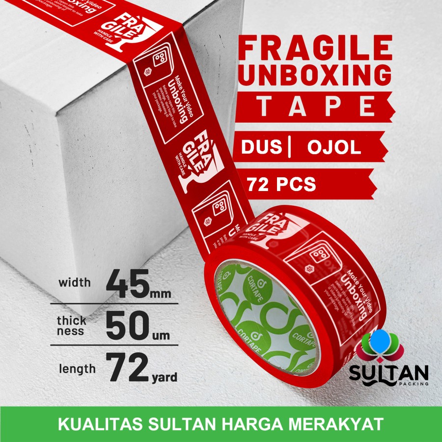 

Lakban Selotip Isolasi Fragile Unboxing Inggris 45mm Dus Ojol