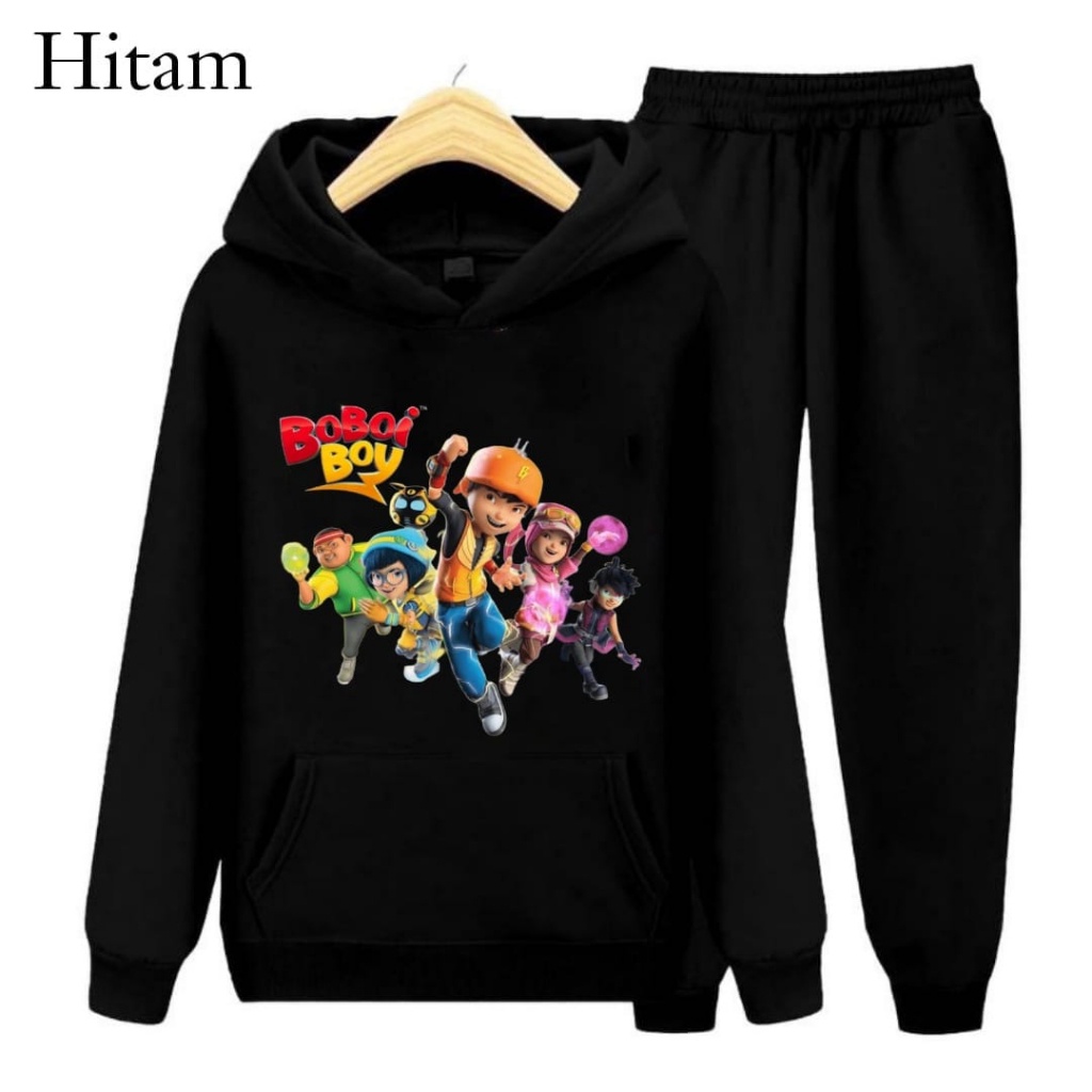 Hzl_outfit Setelan Sweater Hoodie Team Boboiboy Anak Laki Laki S.M.XL