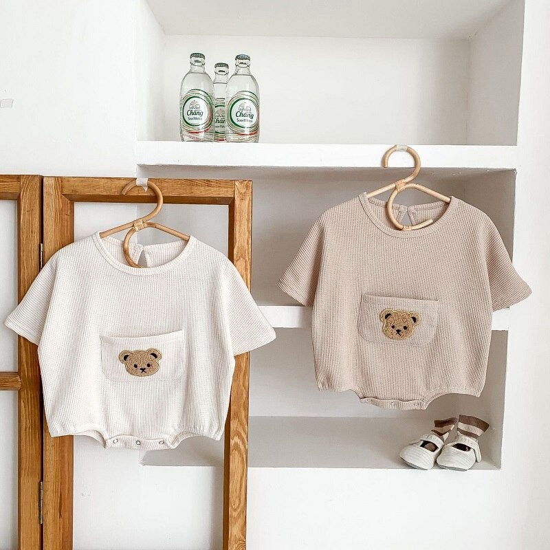 Baju jumper anak unisex lucu usia 0-2 tahun / jumpsuit bayi kekinian motif BEAR ala korea import premium