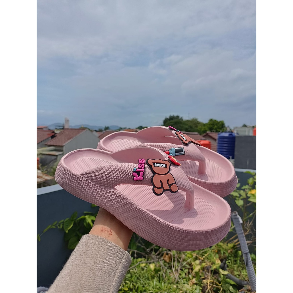 Sandal jepit wanita jibbitz lucu empuk dan ringan 807 (36-40) sandal wanita murah