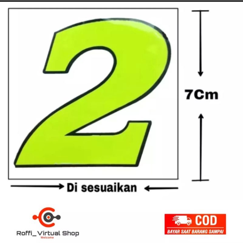 

Stiker cutting angka 2 warna kuning stabilo/ tahan lama dan tahan air/ ukuran sesuai gambar/ real pict/ warna stabilo/ RF Store