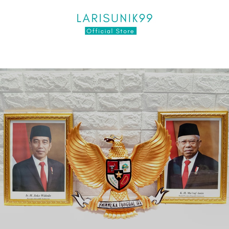 Gambar Presiden dan Wakil Lambang Patung Burung Garuda Pancasila Hiasan Dinding 3D