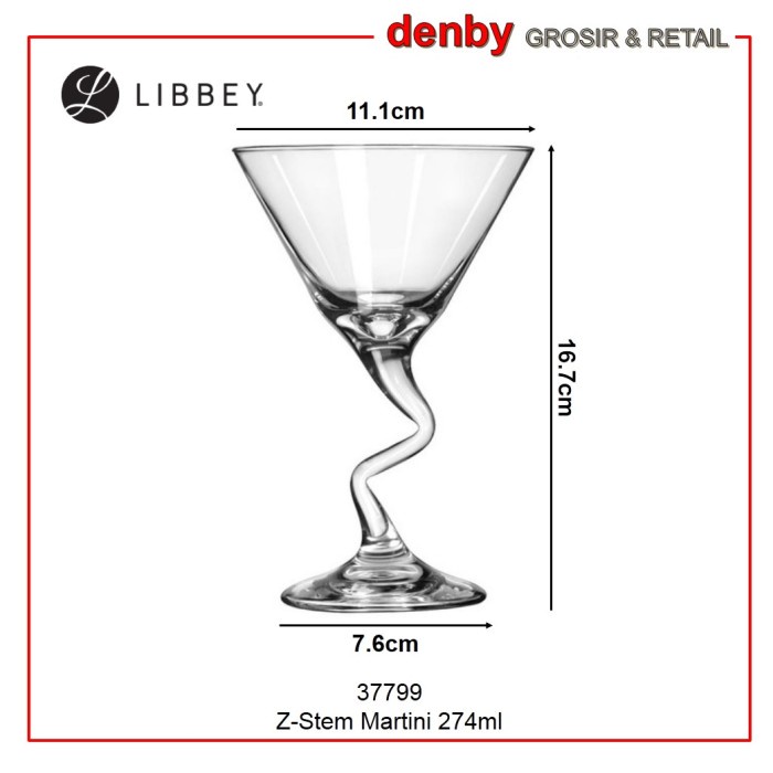 LIBBEY 37799 GELAS GLASS Z-STEM MARTINI WINE BEER