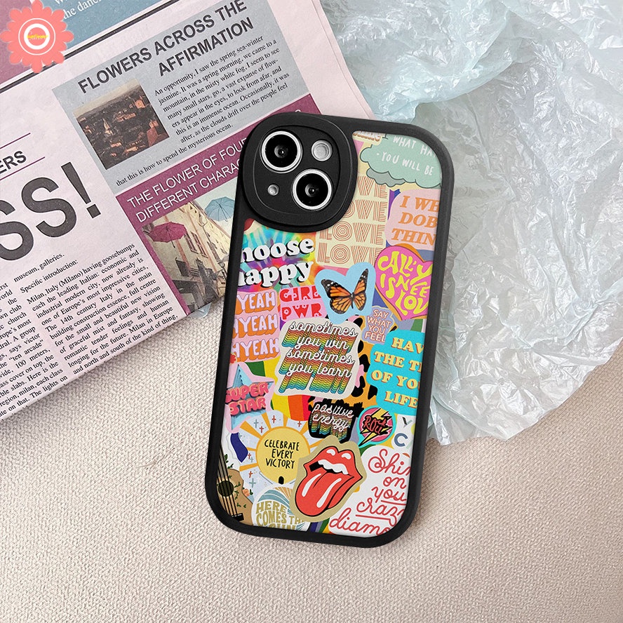 Stiker Label Case Realme C53 C55 10 Pro Plus C12 C11 C25Y C25s C21 C21Y C35 C15 C30 C31 GT C17 C2 Realme 9i 5 8 5i 7i 5 6i 6s 6 8i 8Pro C20A C3 C20 C17 Huruf Kupu-Kupu Sarung Soft Cover