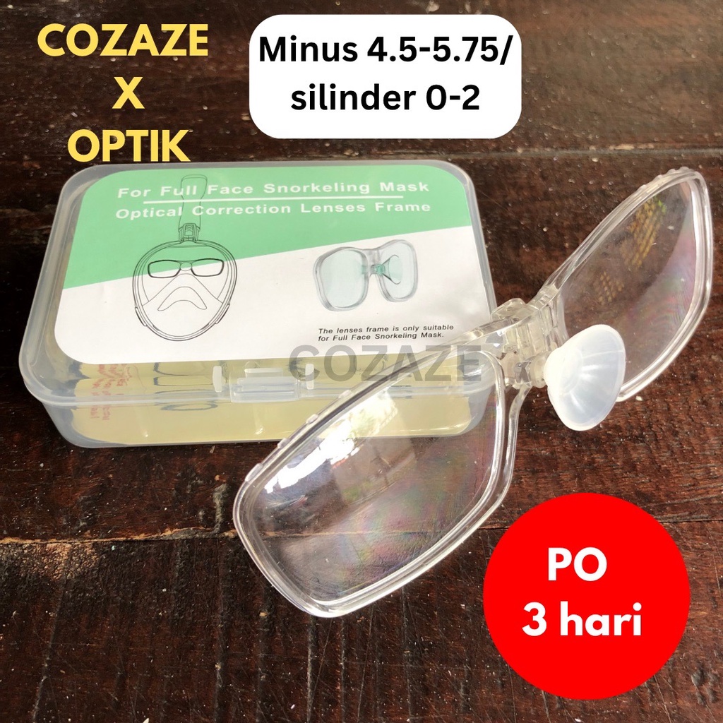 Kacamata Snorkeling Minus Cozaze X Optik Rekan (Minus 4.5-5.75/silinder)