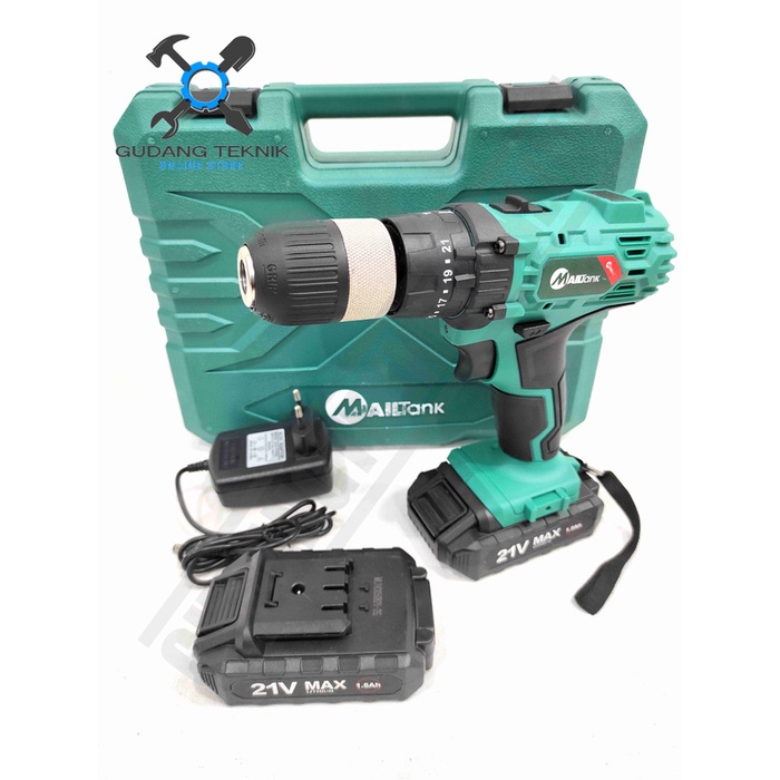 Mesin Bor Tangan BATERAI 13mm 21 Volt SH190B MAILTANK / Impact Drill CORDLESS Bor Besi Kayu Beton 13 mm 21V SH 190B MAILTANK