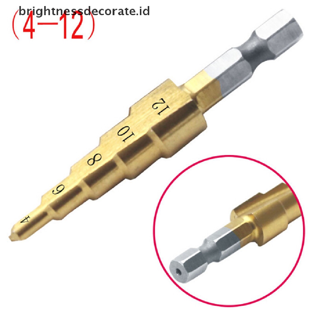[Birth] Besar HSS Steel Step Cone Drill Titanium Bit Set Pemotong Lubang 4-12/20/32mm [ID]