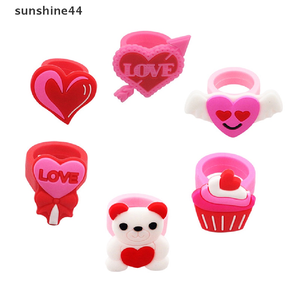 Sunshine Lingkungan Valene's Day Love Angel Ring Gadis Cowok chindren PVC Silicone Ring Handmade Cincin Kartun Anak.