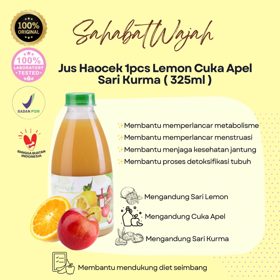 

Jus Haocek Lcs Lemon + Cuka Apel + Sari Kurma / Jus Detox