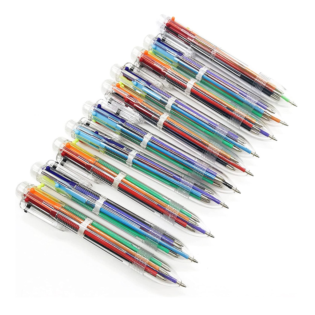 BRGUNIK Pulpen 6 Warna Transparan Pena Ballpont Pen Six-in-One Color S048