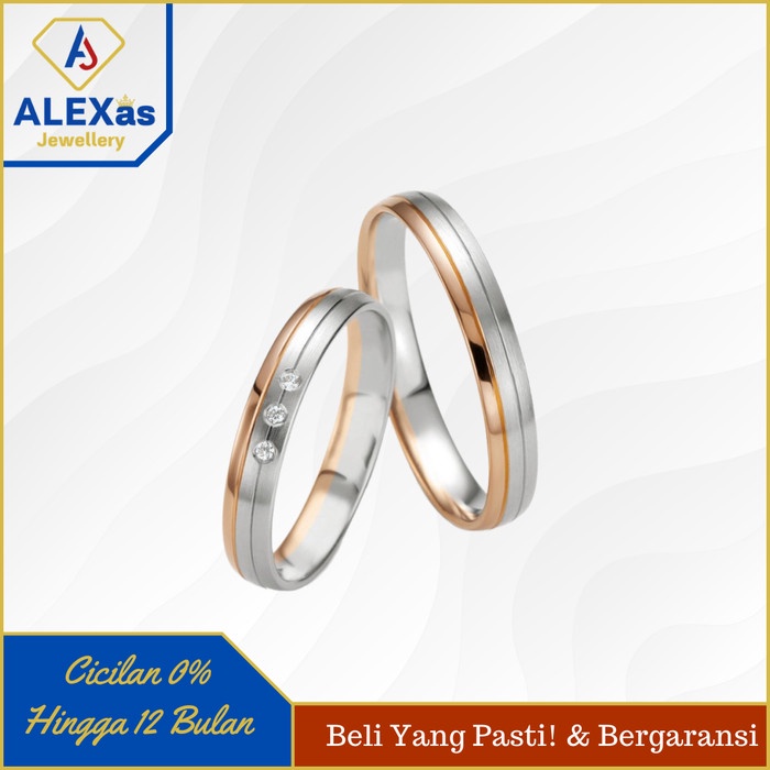 cincin tunangan/nikah/kawin emas&silver kuning/putih mas 75% couple