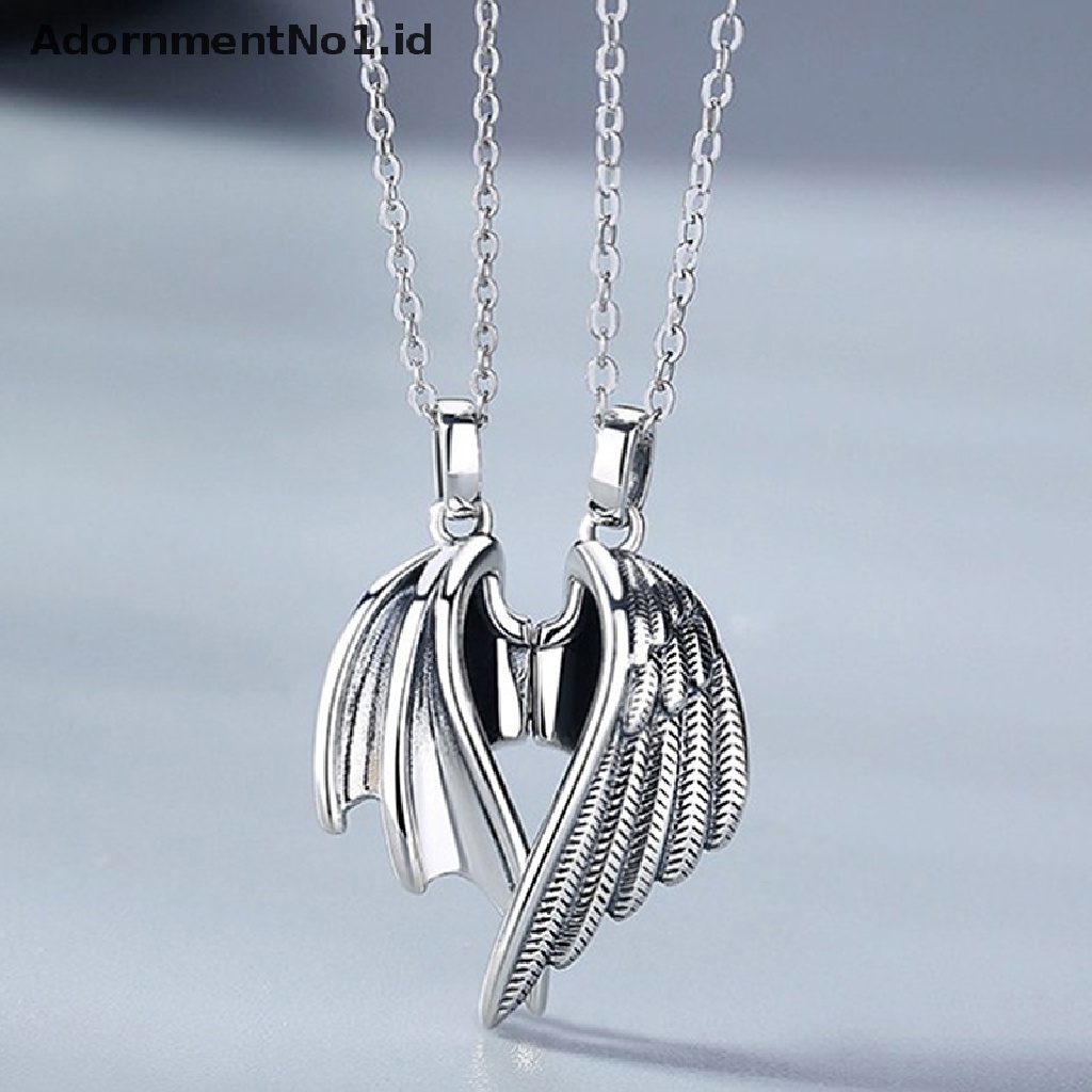 [AdornmentNo1] Couple Kalung Rantai Klavikula Wanita Devil Melindungi Angel Devil 1pasang Lovers Necklace Untuk Wanita Pria Fashion Jewelry [ID]