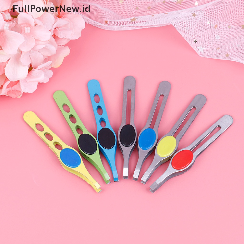 Power Penjepit Alis Rambut Pencabut Miring Stainless Steel Pemangkas Alis Penghilang Bulu Wajah ID