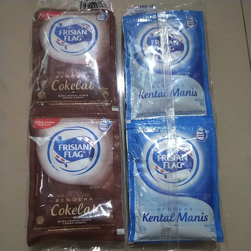 

Frisian flag susu bendera kemasan sachet coklat/putih
