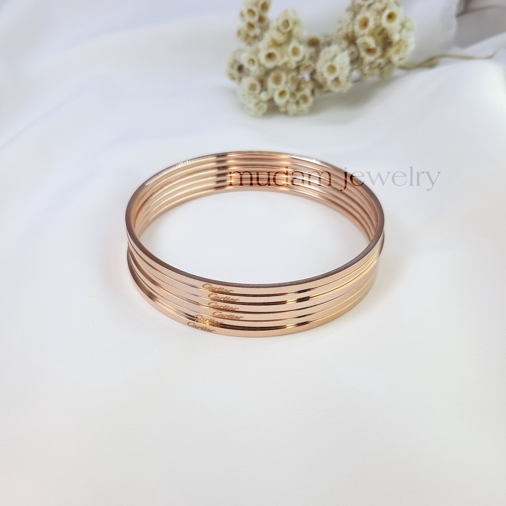 Gelang Keroncong Titanium 1 pcs, 2 pcs, 3 pcs dan 6 pcs Warna Rose Gold, Gold dan Silver