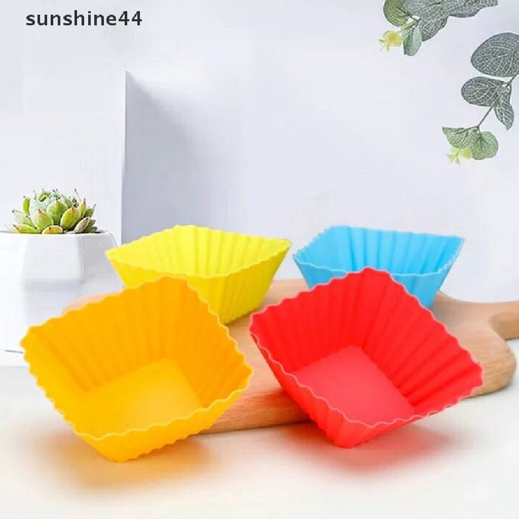 Sunshine 6 Pcs Cetakan Silikon Cupcake 6 Pcs Kue Muffin Loyang Kue Non Baking Tray.