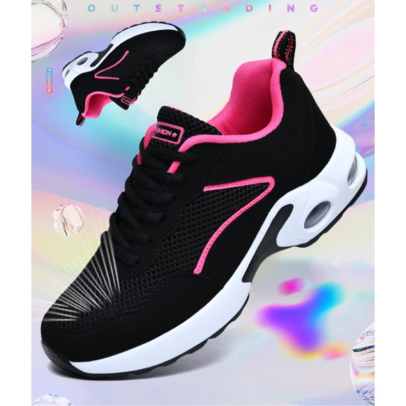 GROSIRTAS LV0209 Sepatu Sneakers Wanita/Sepatu Hitam Running List Import