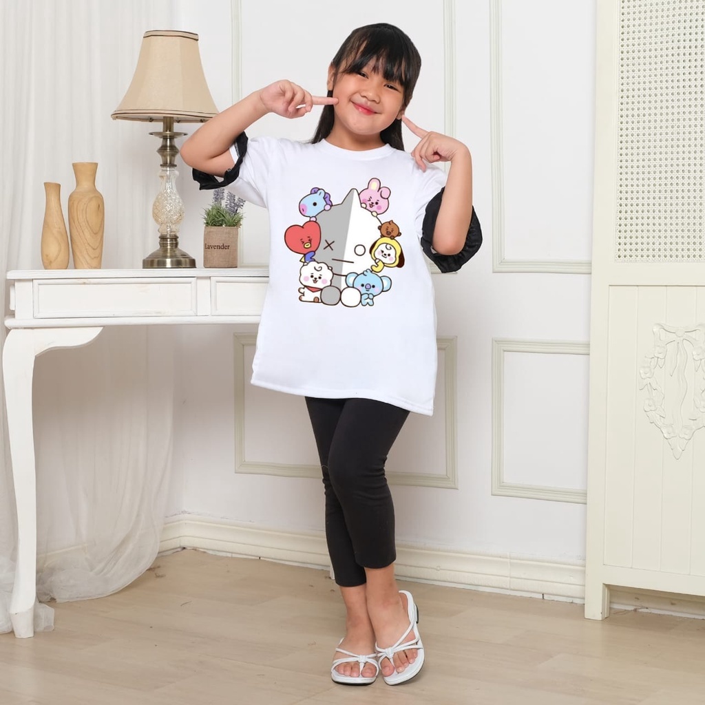 Hzl_outfit Baju Anak Perempuan Naswa Pendek Baby BT21/ Kaos Baju Anak Perempuan Lengan Pendek