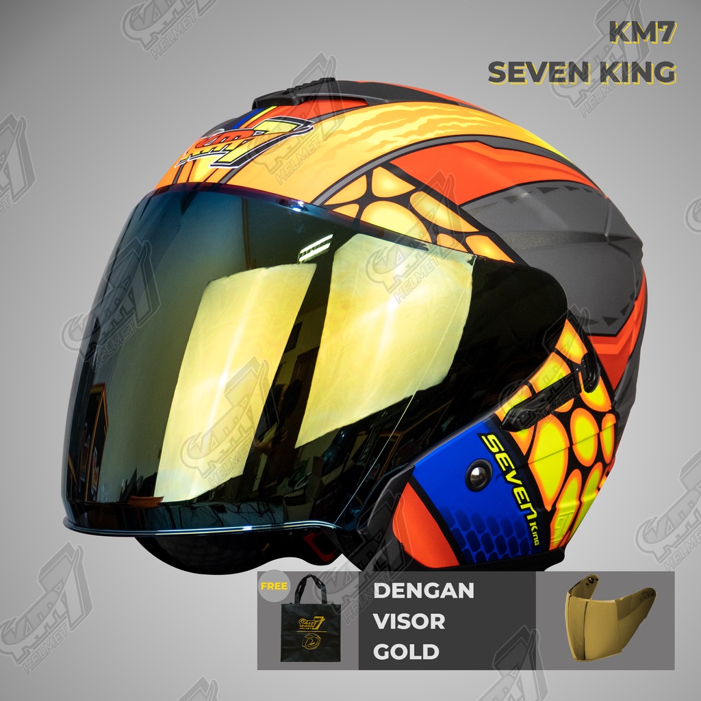 Helm KM7 Kaizer Sticker DARK GREY DOFF Helm Kece