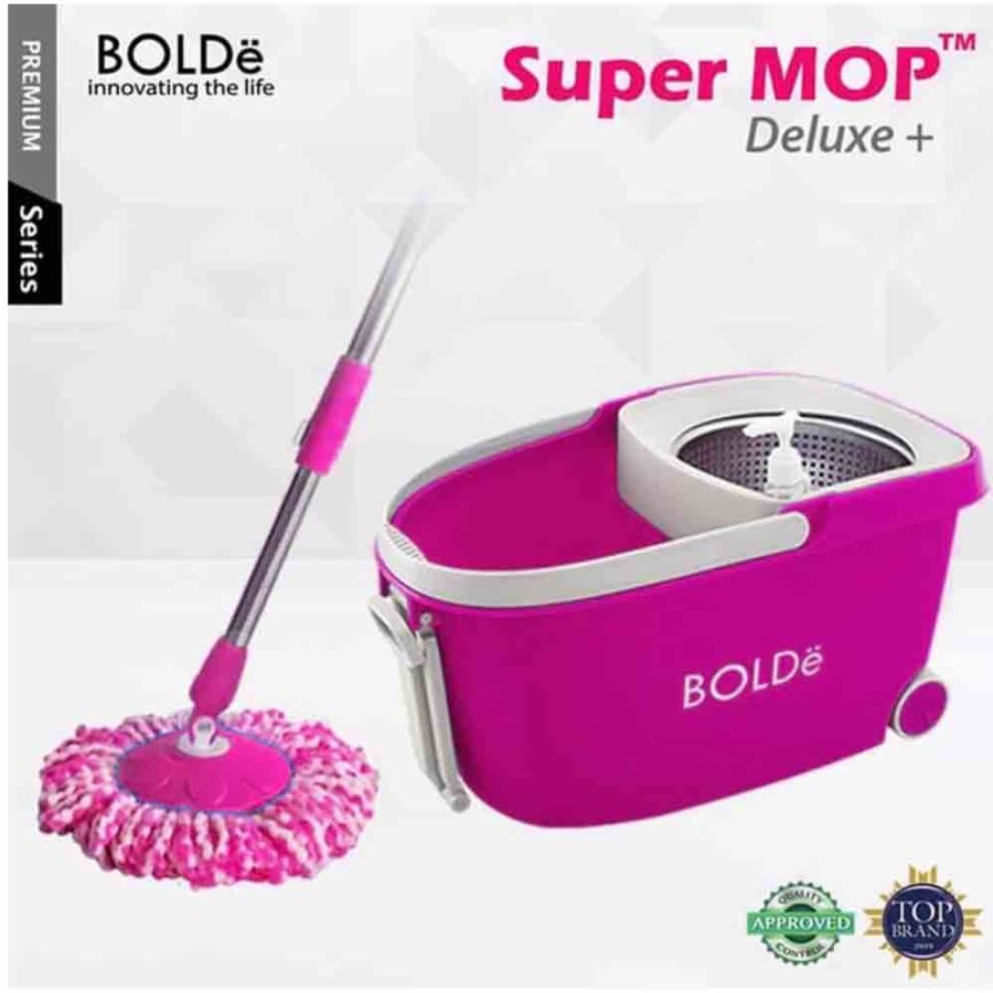 Alat Pel Beroda BOLde Super Mop Deluxe + Stainless Penarik Roda Drainese Dispenser