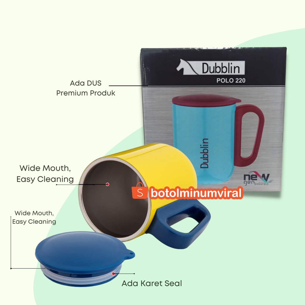 Produk Gelas Mug Stainless Steel Tumbler Polo Hot Cold Dubblin Kopi Teh 220ml