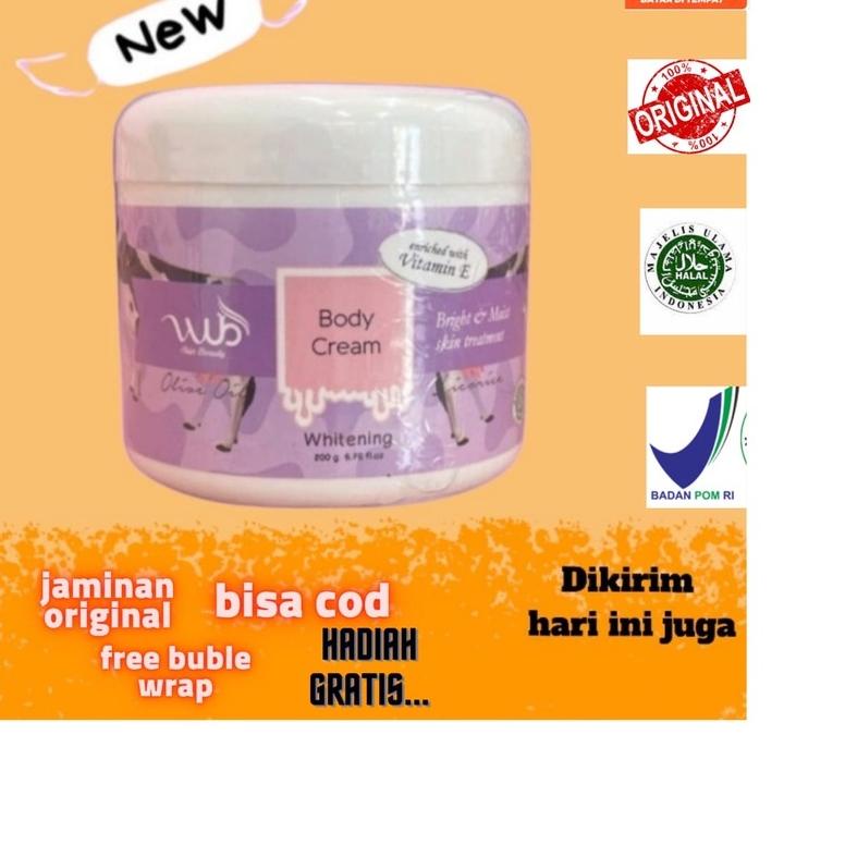 ✓ WUB body cream NEW with VIT E 200gr ORIGINAL / bleaching badan / body bleaching / body bleaching w