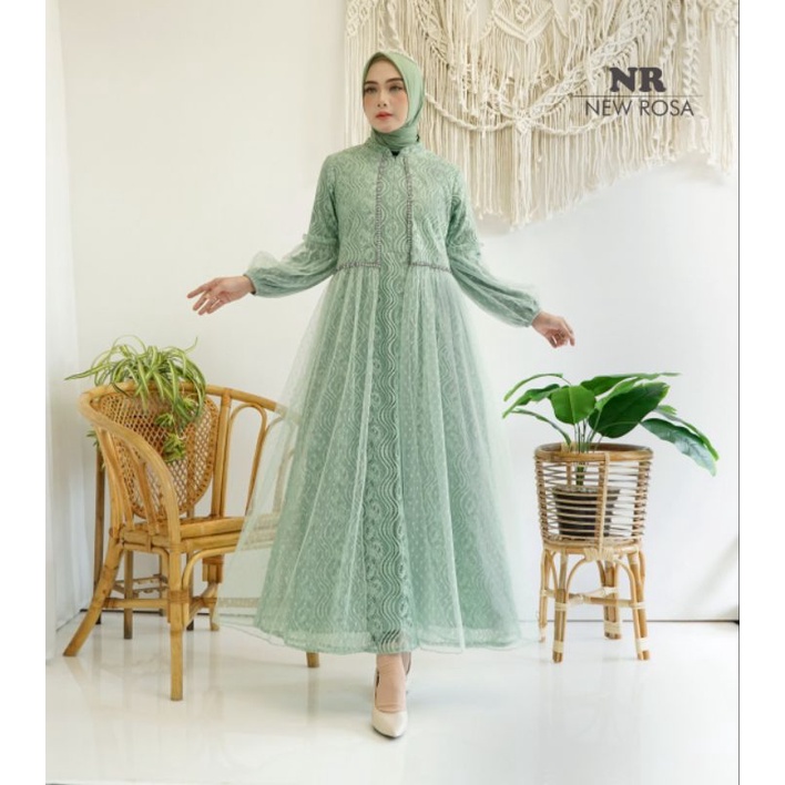 Adiba Dress Series Bahan Full Brokat Malika