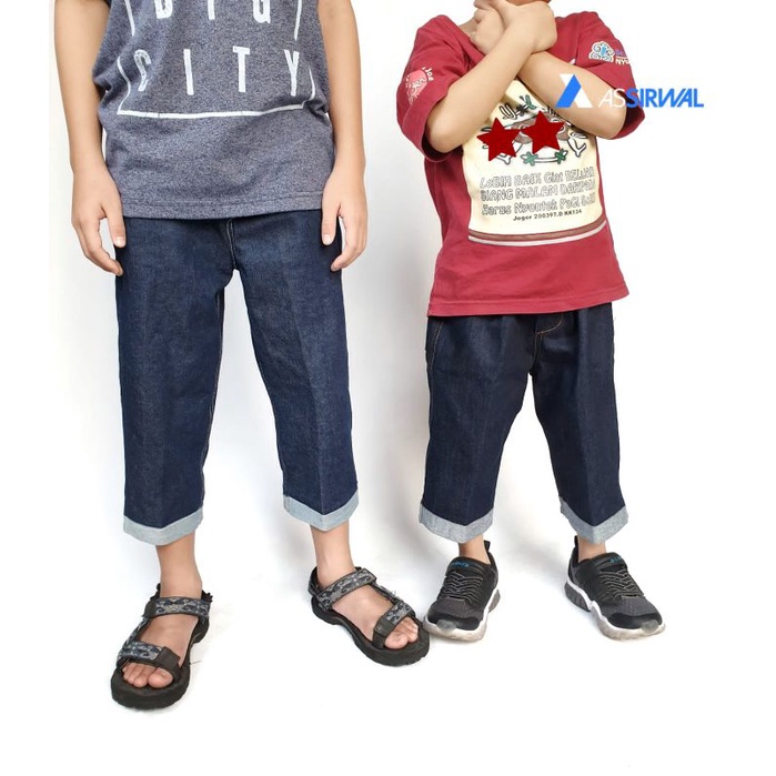 celana pria panjang anak jeans lipat bawah usia 2-11 th by AS SIRWAL