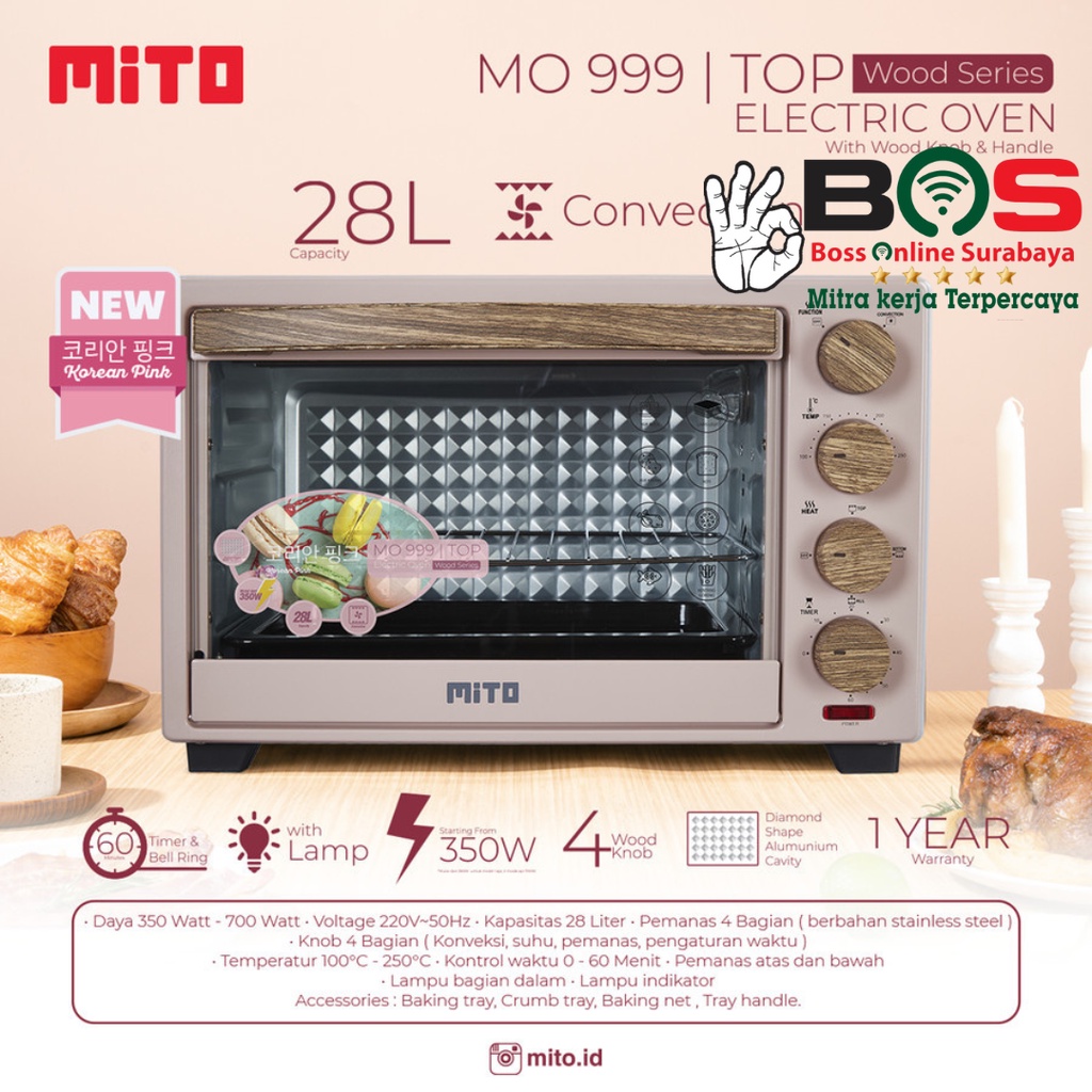 Oven Mito Electric TOP Kapasitas 28L MO-999 Wood Series