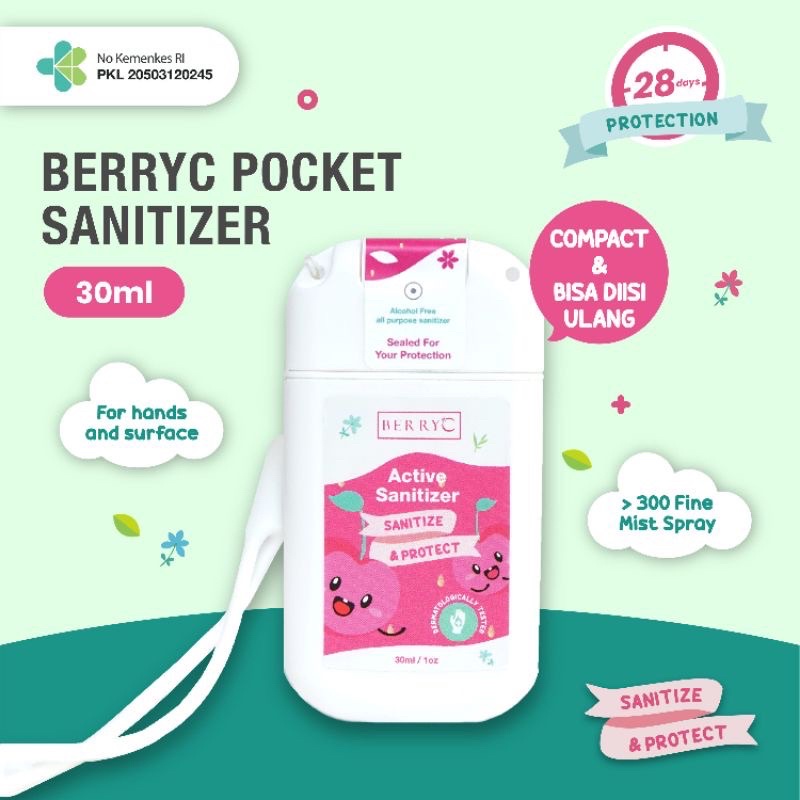 [FREE STRAP] Berry C Pocket Sanitizer Alat Makan Tangan Antiseptik Anti Kuman Traveling Bisa Isi Ulang