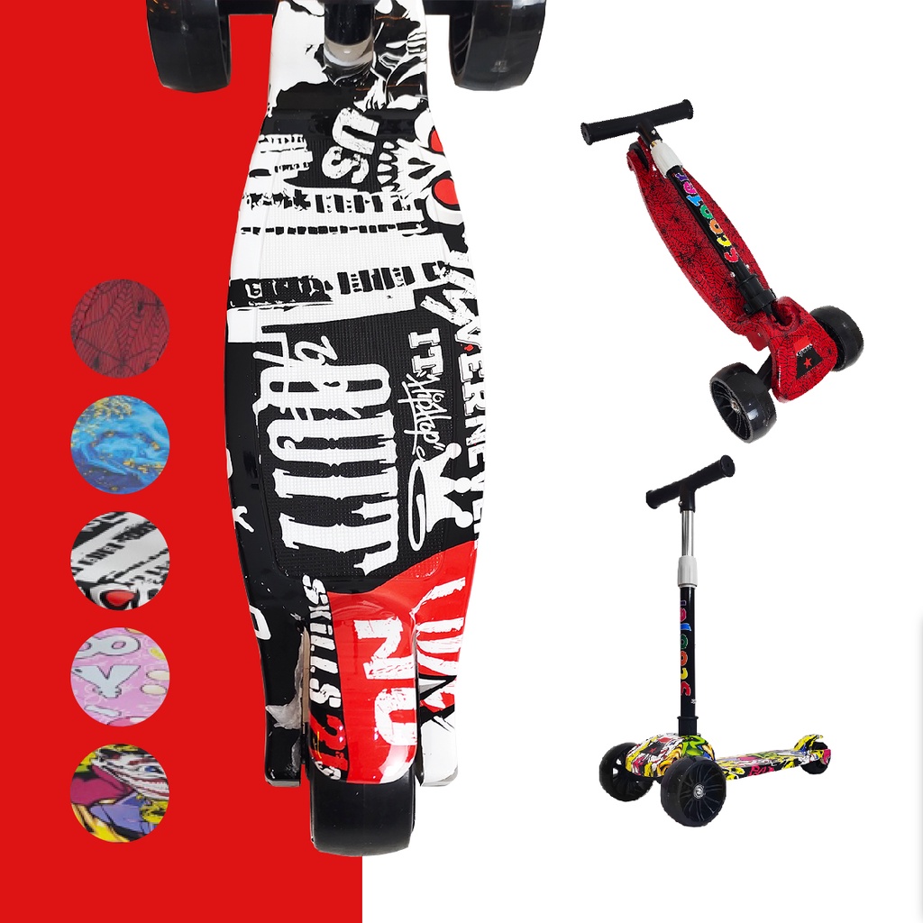 Mainan Skuter Anak Karakter Scooter Roda 3 Otoped Anak Bisa Dilipat Injak Mainan Outdoor Kickboard S