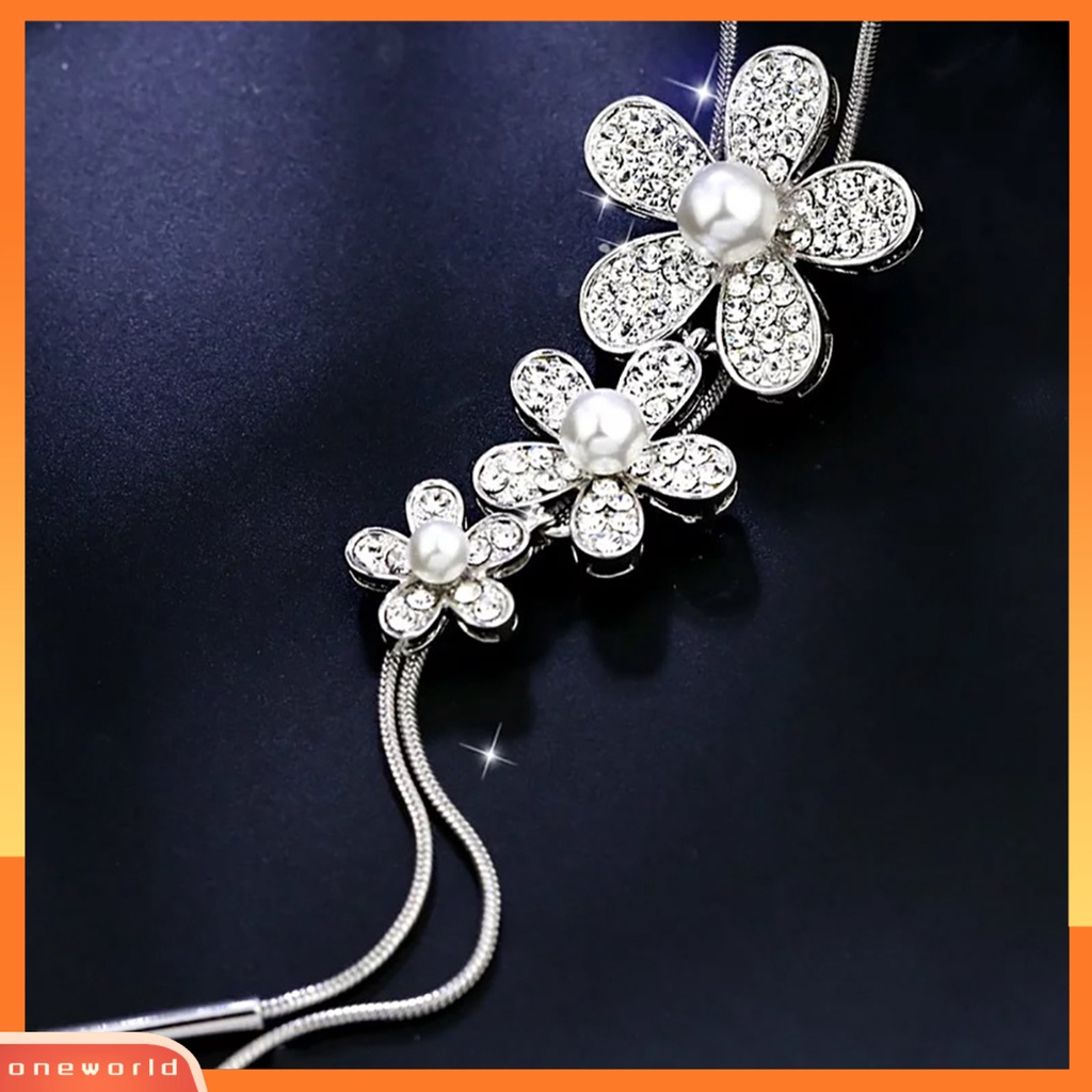 {oneworld} Kalung Rantai Berlian Imitasi Hias Perhiasan Hadiah 3bunga Sweater Chain Kalung Panjang Untuk Pacaran