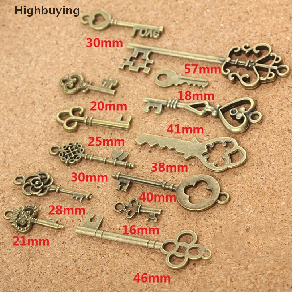 Hbid 13Pcs Vintage Metal Mix Style Kunci Ch Liontin Membuat Perhiasan Tampilan Lama Glory