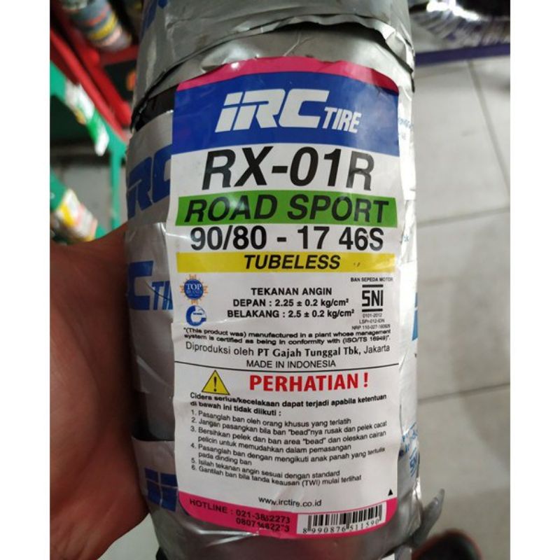 Ban IRC RX01 / RX 01 ukuran 90/80-17 Tubles Road Winner